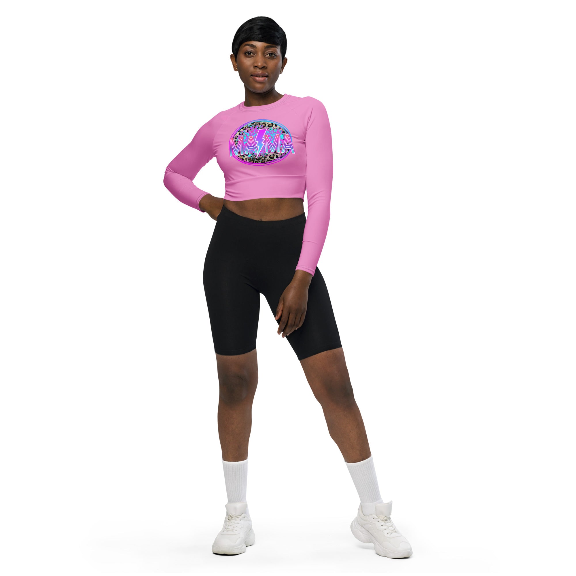 SHE REBEL - Sexy Mama Lightning Bolt Recycled Crop Top UPF 50+